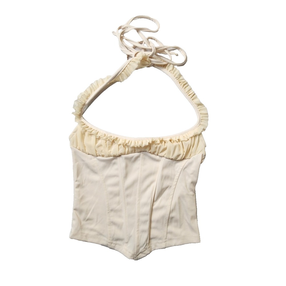 Ivory Ruffle Women Crop Top Size S
